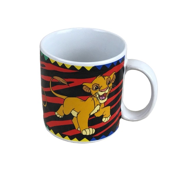 Disney The Lion King Young Simba Posing Red Black Zebra Stripe Cup - Picture 3 of 8